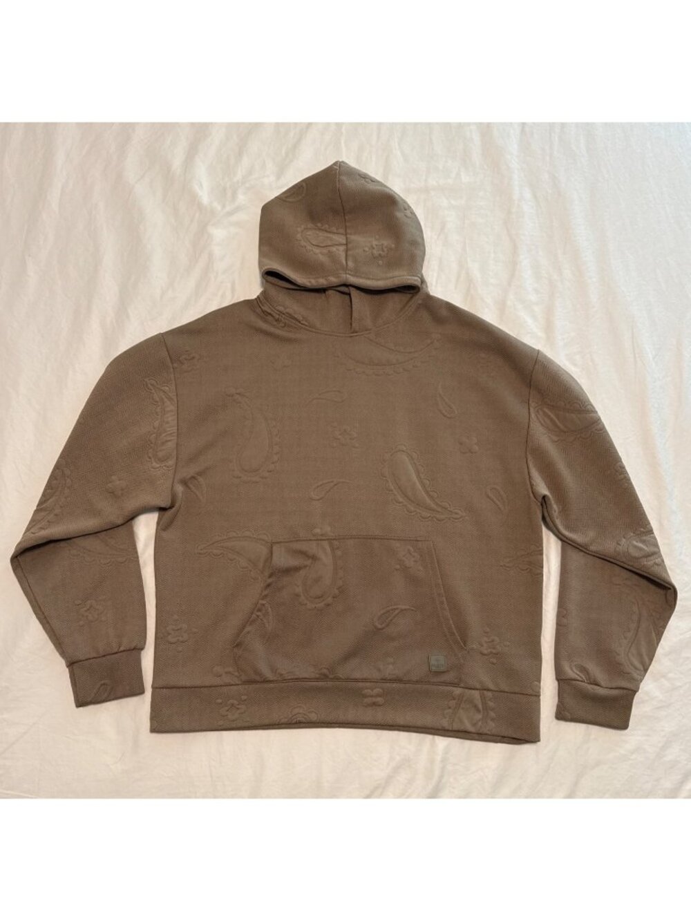 Saints Studio & Sinners Brown Embossed Paisley Hoodie XL Polyester Spandex Blend